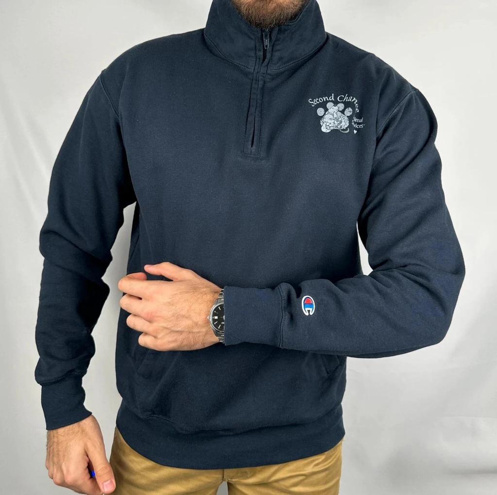 Felpa Champion con zip 1/4 blu navy - L