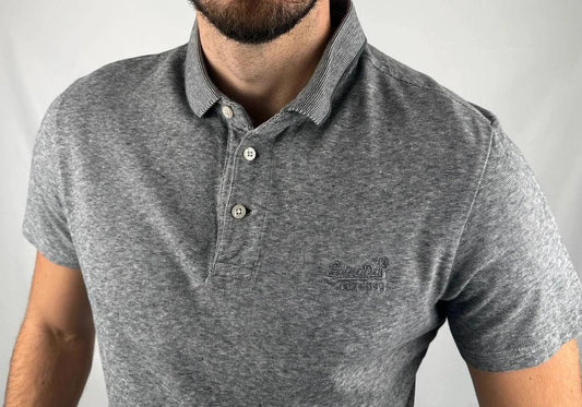 💎 Polo Superdry Gris taille L - 100% Coton 💎