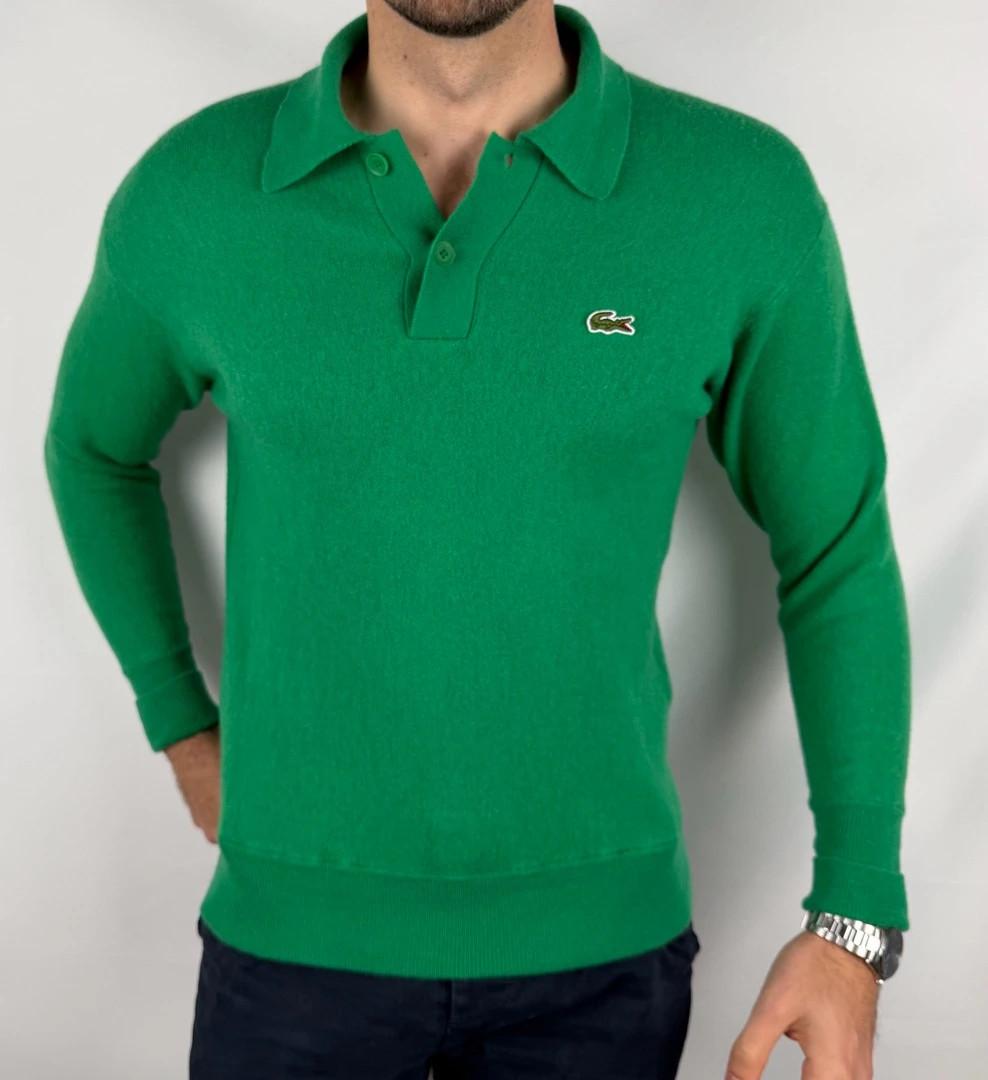 Pull Lacoste Vert en laine type polo