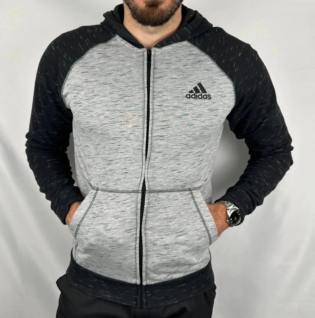 Felpa con Cappuccio Adidas Grigia e Nera - S