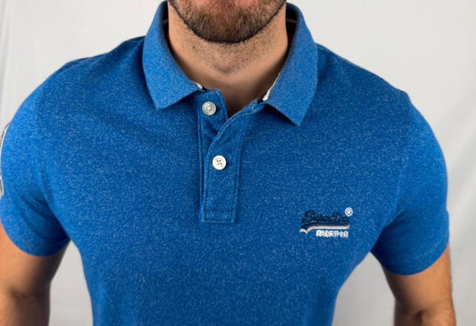 💎 Polo Superdry Bleu taille L - 100% Coton 💎