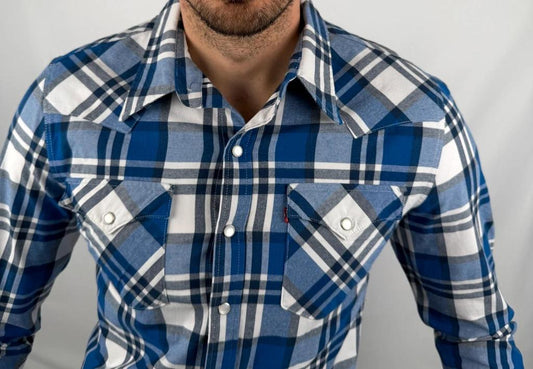 💎 Chemise Levi’s à Carreaux Bleue taille S - Coton et Élasthanne 💎
