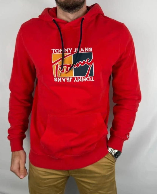 Felpa con Cappuccio Tommy Jeans Rossa - L
