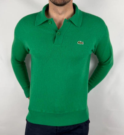 Pull Lacoste Vert en laine type polo