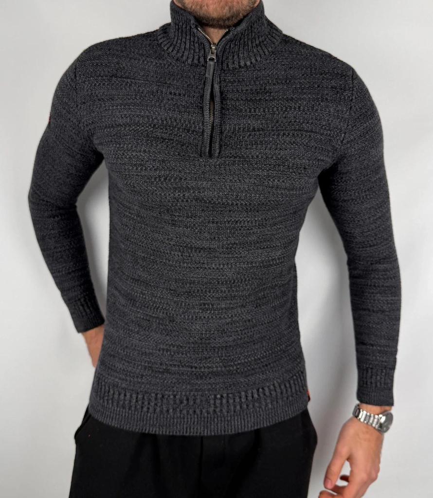 Pull Superdry Zip Gris / Noir - S