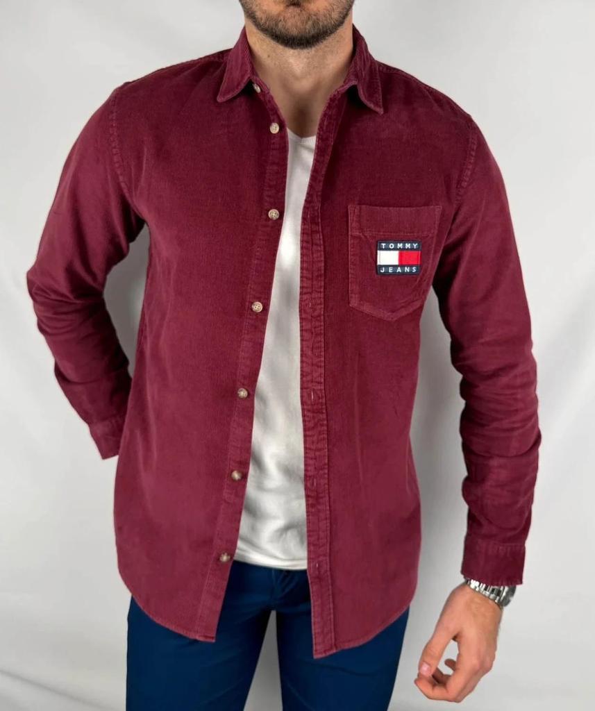 Chemise Tommy Jeans en Velours Bordeaux - S