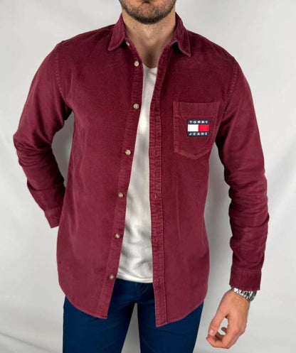 Chemise Tommy Jeans en Velours Bordeaux - S