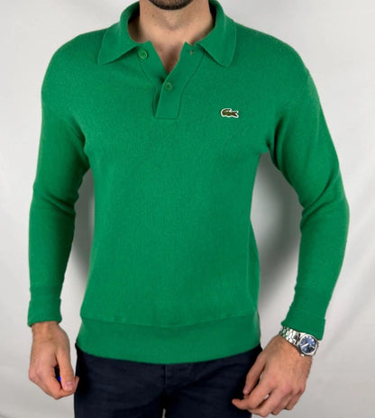 Pull Lacoste Vert en laine type polo