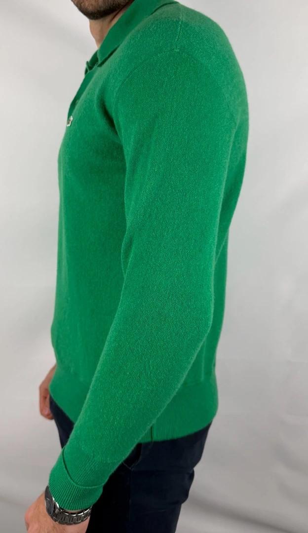 Pull Lacoste Vert en laine type polo