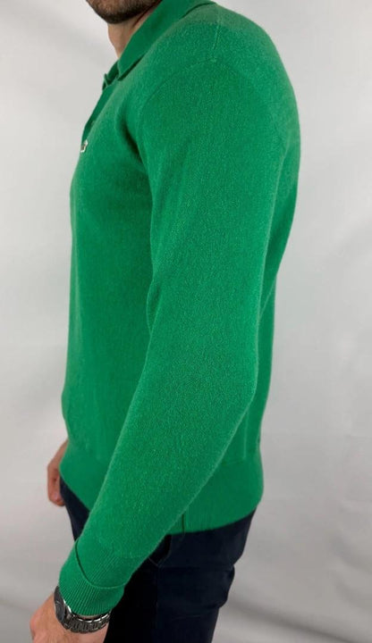Pull Lacoste Vert en laine type polo
