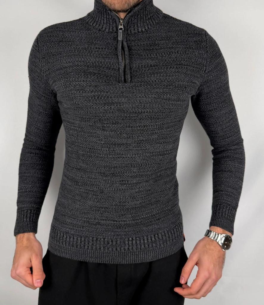 Pull Superdry Zip Gris / Noir - S