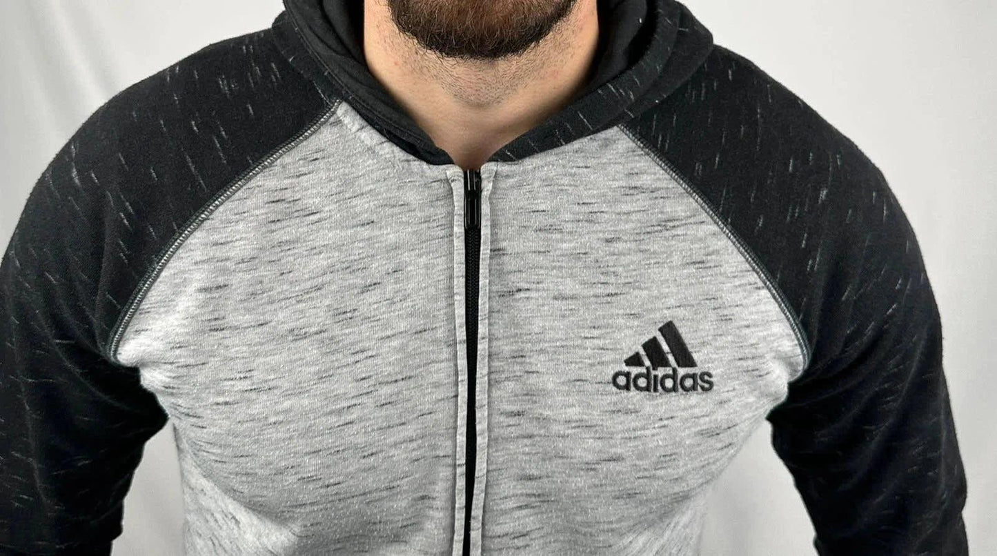 Felpa con Cappuccio Adidas Grigia e Nera - S