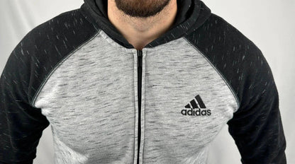 Felpa con Cappuccio Adidas Grigia e Nera - S