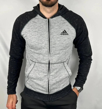 Felpa con Cappuccio Adidas Grigia e Nera - S