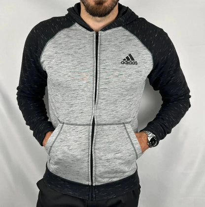 Felpa con Cappuccio Adidas Grigia e Nera - S