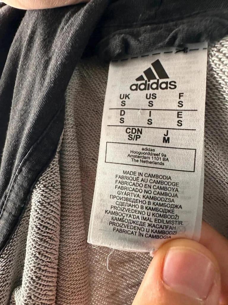 Felpa con Cappuccio Adidas Grigia e Nera - S