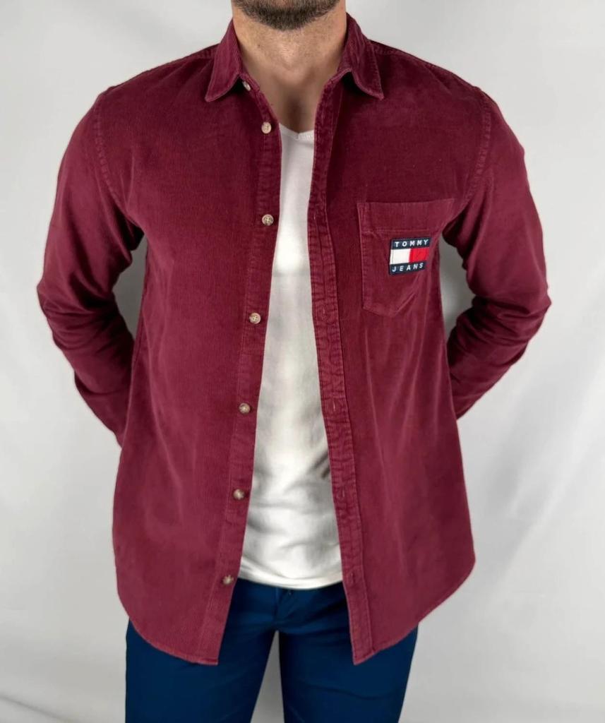 Chemise Tommy Jeans en Velours Bordeaux - S