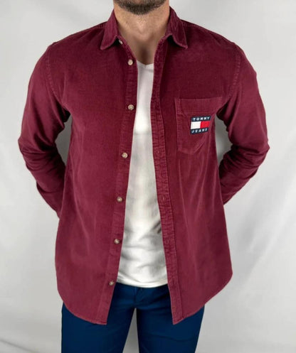 Chemise Tommy Jeans en Velours Bordeaux - S
