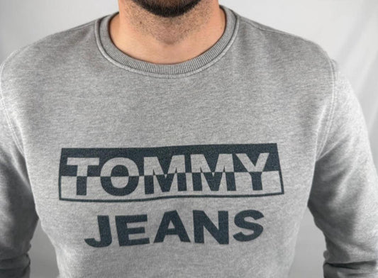 💎 Pull Tommy Jeans Gris taille S - Coton et Élasthanne 💎