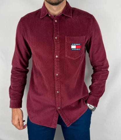 Chemise Tommy Jeans en Velours Bordeaux - S