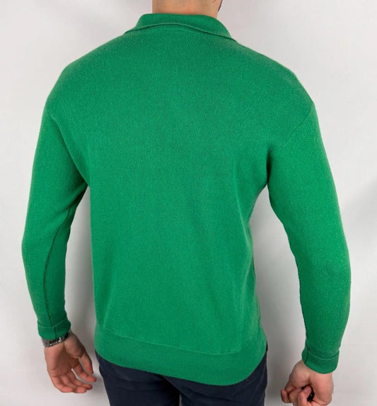 Pull Lacoste Vert en laine type polo