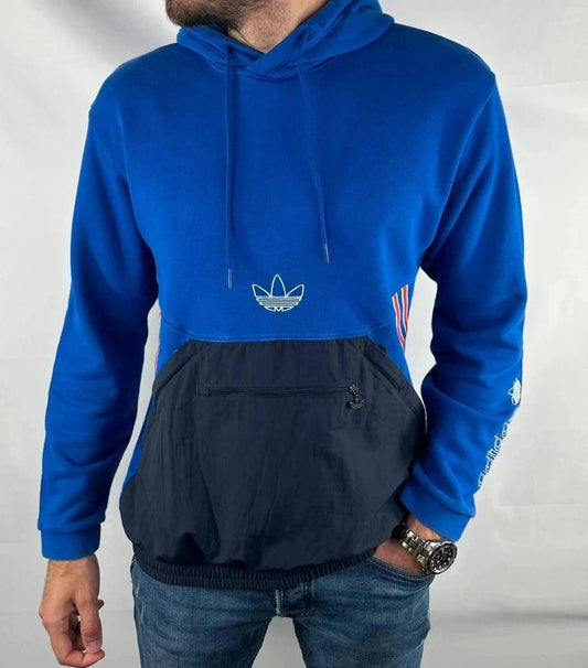 Felpa con Cappuccio Adidas Vintage Blu - S