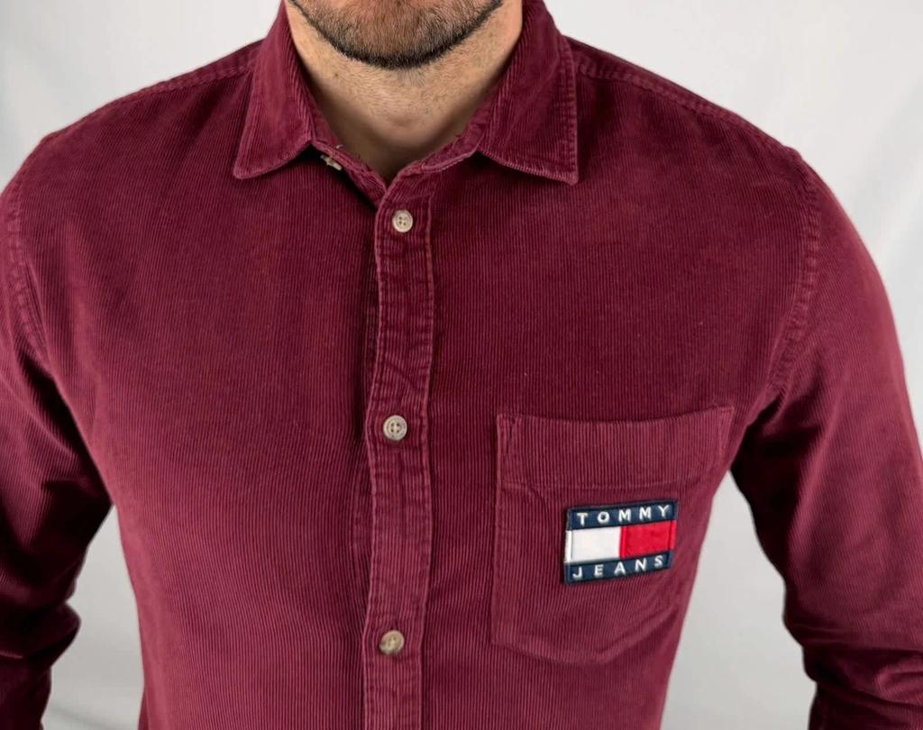 Chemise Tommy Jeans en Velours Bordeaux - S