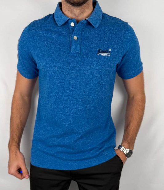 💎 Polo Superdry Bleu taille L - 100% Coton 💎
