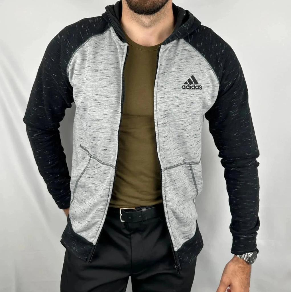Felpa con Cappuccio Adidas Grigia e Nera - S