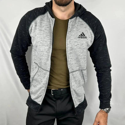 Felpa con Cappuccio Adidas Grigia e Nera - S