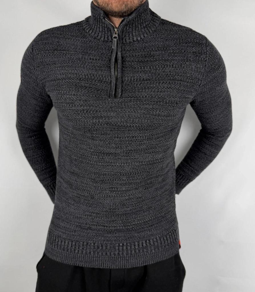 Pull Superdry Zip Gris / Noir - S