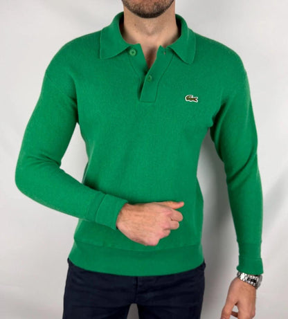 Pull Lacoste Vert en laine type polo