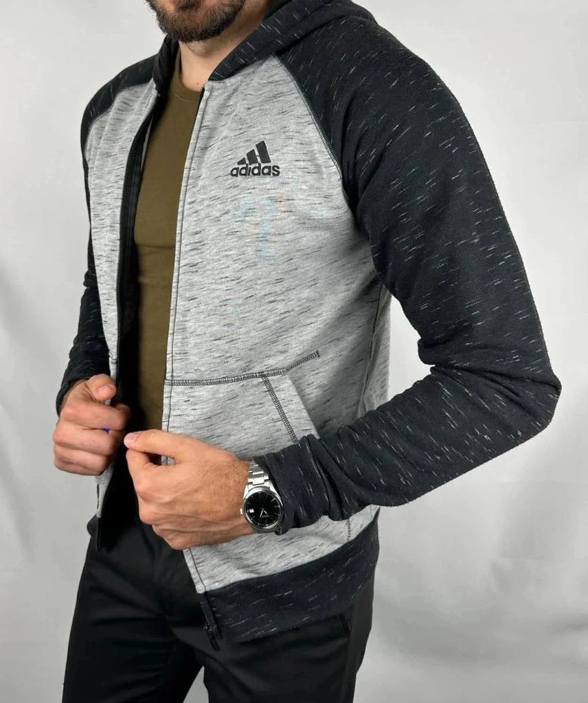 Felpa con Cappuccio Adidas Grigia e Nera - S