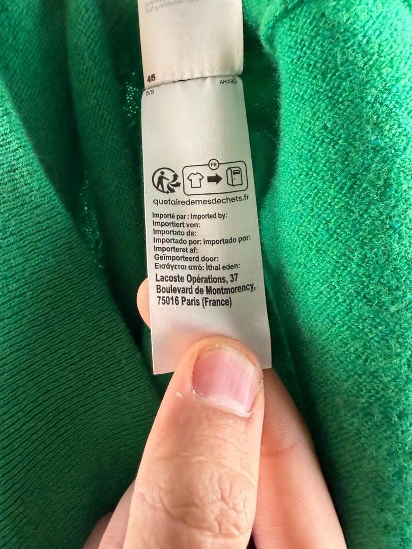 Pull Lacoste Vert en laine type polo